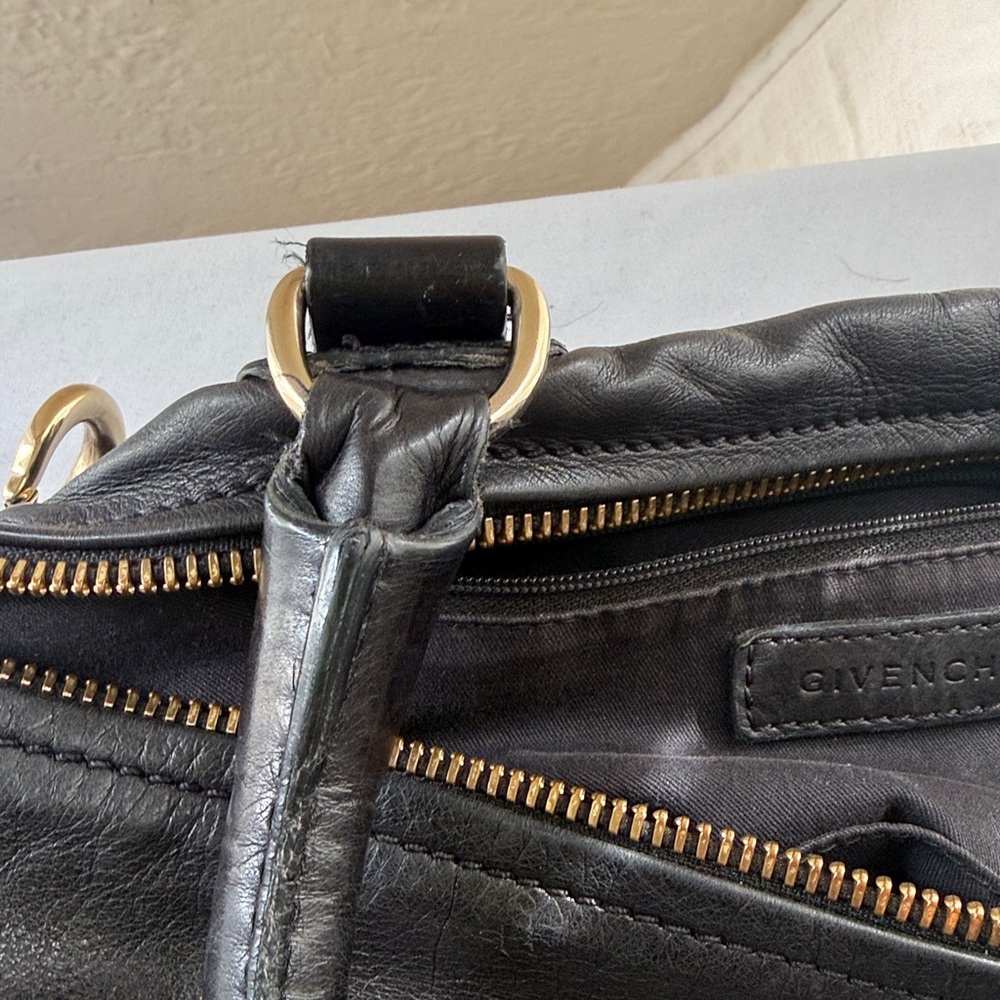 Givenchy Black Aged Leather Pandora Large Satchel Handbag Gold HW - Picture 13 of 16